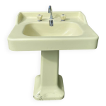 Lavabo sur colonne porcher vintage annes 60 vert cladon ple