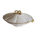 Lgumier, soupire en porcelaine fine  dcor de rubans dors