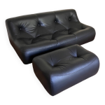 Ligne roset canapé kali 3 places cuir noir et ottoman michel ducaroy Ligne roset canapé kali 3 places cuir noir et ottoman michel ducaroy