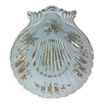 Limoges, grande coquille saint jacques or et godron, vide poche, saladier, compotier
