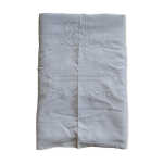 Linge ancien drap plat avec retour brod monogramm  rm 