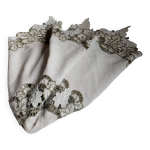 Linge ancien nappe broderie richelieu lin festonn centre table 128 cm