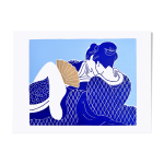 Linogravure originale, estampe japonaise rotique