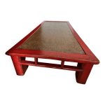 Lit ancien  opium en bois cannage paille de riz vintage