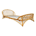 Lit corbeille en rotin 90x190 vintage 1960