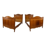 Lits jumeaux art nouveau en ch�ne massif sculpt�, france, circa 1910