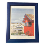 Lithographie  cabane de pcheur  signe henri deuil