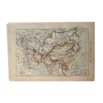 Lithographie et carte sur l'asie de 1922