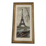 Lithographie vintage par ortiz alfau - paris - la tour eiffel