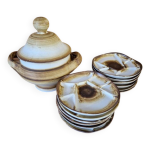 Longchamp, france - service à fondue en faience - design 1960 / 70 Longchamp, france - service à fondue en faience - design 1960 / 70