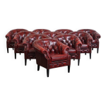 Lot de 10 fauteuils club chesterfield en cuir de vachette anglais de couleur rouge
