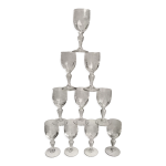Lot de 10 petits verres  pieds liqueur en cristal grav annes 30