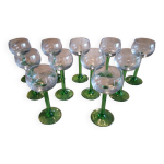 Lot de 10 verres  vin d'alsace gravs dcor  grappe de raisin