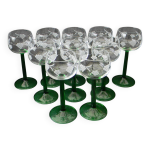 Lot de 10 verres  vin blanc d'alsace en verre grav.