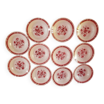Lot de 11 assiettes creuse vintage a fleurs rouge