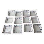 Lot de 12 assiettes creuses basques en porcelaine blanc, rouge et ble