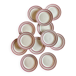 Lot de 12 assiettes plates anciennes gien rouges et or