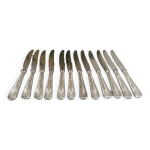 Lot de 12 couteaux vintage , lame inox et manche en argent + crin