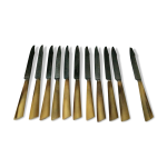 Lot de 12 grands couteaux et de 11 couteaux  dessert corne et acier