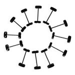 Lot de 12 porte - couteaux noirs en fer forg torsad annes 50