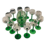 Lot de 12 verres et 1 carafe alsace, style luminarc france, vintage, rtro chic