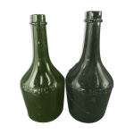 Lot de 2 anciennes bouteille de liqueur benedictine en verre souffl