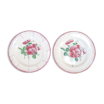 Lot de 2 assiettes en faience de l'est rose rouge 19eme luneville / st clement Lot de 2 assiettes en faience de l'est rose rouge 19eme luneville / st clement