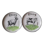 Lot de 2 assiettes à fromage vintage gien peint main livarot et chabichou Lot de 2 assiettes à fromage vintage gien peint main livarot et chabichou