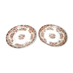 Lot de 2 assiettes  pain en faence opaque de sarreguemines au faison - srigraphie marron