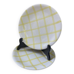 Lot de 2 assiettes plates salins carreaux jaunes diamètre 24. 3 cm Lot de 2 assiettes plates salins carreaux jaunes diamètre 24. 3 cm