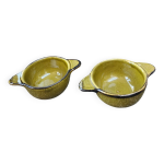 Lot de 2 bols en argile vernisse kaki