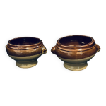 Lot de 2 bol à soupe 1970 tête d'ours en terre cuite soupière individuelle vintage Lot de 2 bol à soupe 1970 tête d'ours en terre cuite soupière individuelle vintage