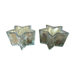 Lot de 2 bougeoirs en verre mercuris en forme d toiles