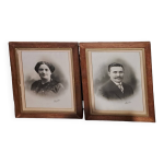 Lot de 2 cadres photos couple victorien portrait tableau anctre femme et homme xix france