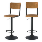 Lot de 2 chaises de bar rglables 60 / 80 cm en bois