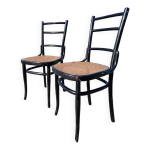 Lot de 2 chaises bistrots en cannage