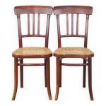 Lot de 2 chaises de bistrot originales vintage au design thonet avec assise mate