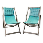 Lot de 2 chaises longues bleues