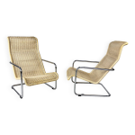 Lot de 2 chaises longues en osier tissées, années 1980 Lot de 2 chaises longues en osier tissées, années 1980