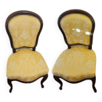 Lot de 2 chaises louis - philippe, en bois de acajou nouvellement tapissées Lot de 2 chaises louis - philippe, en bois de acajou nouvellement tapissées