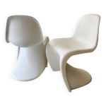 Lot de 2 chaises monobloc s de verner panton blanche édition vitra Lot de 2 chaises monobloc s de verner panton blanche édition vitra
