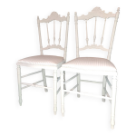 Lot de 2 chaises opra style empire refaite tissu ray xix coloris beige