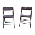 Lot de 2 chaises pliantes americaine trump bois et skai Lot de 2 chaises pliantes americaine trump bois et skai