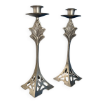 Lot de 2 chandeliers en métal style art déco - bougeoirs Élégants et vintag Lot de 2 chandeliers en métal style art déco - bougeoirs Élégants et vintag