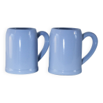 Lot de 2 chopes / mugs en grs 50cl bleu clair