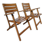 Lot de 2 fauteuils pliants vintage en bois Lot de 2 fauteuils pliants vintage en bois