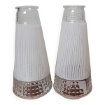 Lot de 2 globe de lampe tulipe verre transparent moulé vintage supension baladeuse Lot de 2 globe de lampe tulipe verre transparent moulé vintage supension baladeuse