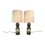 Lot de 2 grands lampadaires ou lampes de table en cramique par georges pelletier pour accolay, france, ...
