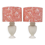 Lot de 2 lampes de chevet en cramique avec abat - jour  motif cachemire.