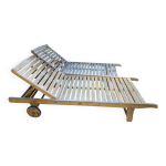 Lot de 2 lits de jardin terrasse en bois exotique + appuie - tte